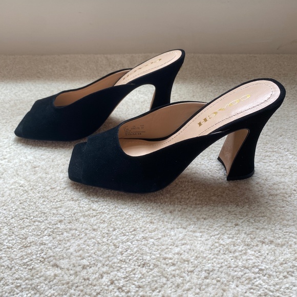 Coach Shoes - Coach Laurence Black Suede Heels Size 6.5